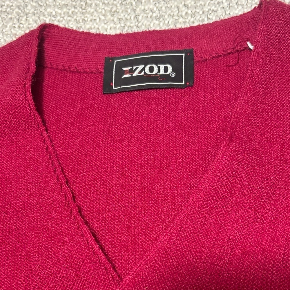 Vintage IZOD Men's Burgundy Button Cardigan Sweater - Picture 2 of 13